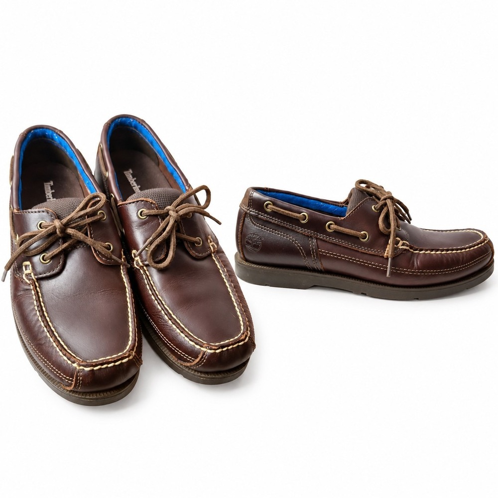TIMBERLAND Piper Cove Boat Deck Shoe Mens Sz 9 Brown Leather Nautical Preppy GUC